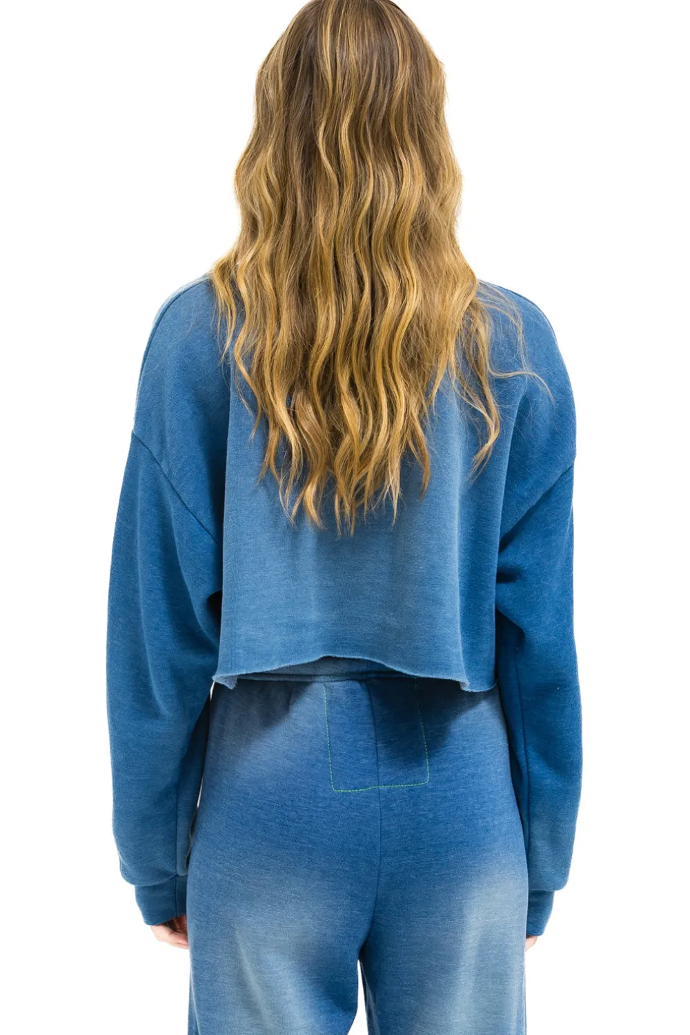 Sweatshirts | Aviator Nation VINTAGE LOGO CROPPED CREW SWEATSHIRT RELAXED - FADED WATER FADEDWATER