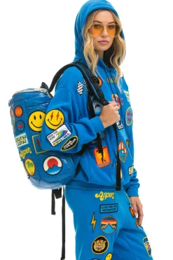 Backpacks | Backpacks | Aviator Nation VINTAGE PATCH PUFFER BACKPACK - SNORKEL BLUE GLOSSY SNORKELBLUEGLOSSY