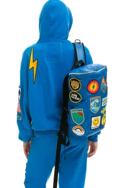 Backpacks | Backpacks | Aviator Nation VINTAGE PATCH PUFFER BACKPACK - SNORKEL BLUE GLOSSY SNORKELBLUEGLOSSY