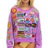 Sweatshirts | Sweatshirts | Aviator Nation VINTAGE PATCH RELAXED CREW SWEATSHIRT - NEON PURPLE NEONPURPLE