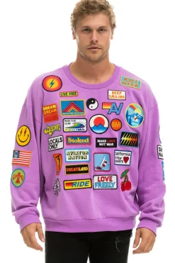 Sweatshirts | Sweatshirts | Aviator Nation VINTAGE PATCH RELAXED CREW SWEATSHIRT - NEON PURPLE NEONPURPLE