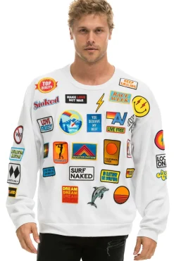 Sweatshirts | Sweatshirts | Aviator Nation VINTAGE PATCH RELAXED CREW SWEATSHIRT - WHITE