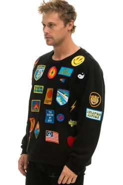 Sweatshirts | Sweatshirts | Aviator Nation VINTAGE PATCH RELAXED CREW SWEATSHIRT - BLACK