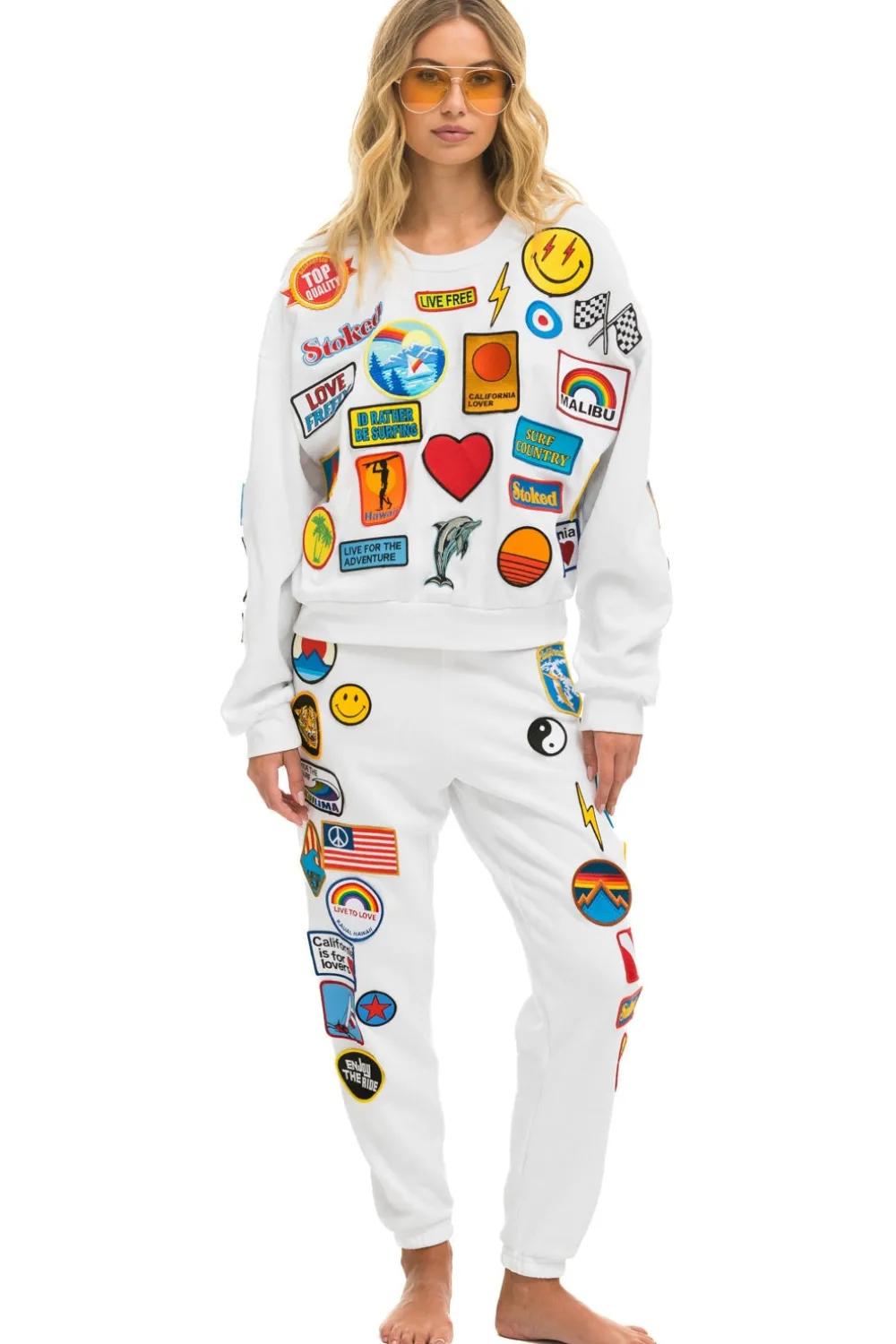 Sweatshirts | Sweatshirts | Aviator Nation VINTAGE PATCH RELAXED CREW SWEATSHIRT - WHITE