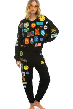 Sweatshirts | Sweatshirts | Aviator Nation VINTAGE PATCH RELAXED CREW SWEATSHIRT - BLACK