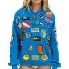Hoodies | Hoodies | Aviator Nation VINTAGE PATCH RELAXED PULLOVER HOODIE- OCEAN