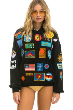 Hoodies | Hoodies | Aviator Nation VINTAGE PATCH RELAXED PULLOVER HOODIE- BLACK