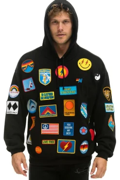Hoodies | Hoodies | Aviator Nation VINTAGE PATCH RELAXED PULLOVER HOODIE- BLACK