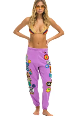 Sweatpants | Aviator Nation VINTAGE PATCH SWEATPANTS - NEON PURPLE NEONPURPLE