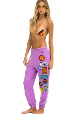 Sweatpants | Aviator Nation VINTAGE PATCH SWEATPANTS - NEON PURPLE NEONPURPLE