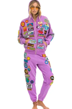 Sweatpants | Aviator Nation VINTAGE PATCH SWEATPANTS - NEON PURPLE NEONPURPLE