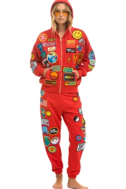 Sweatpants | Aviator Nation VINTAGE PATCH SWEATPANTS - RED