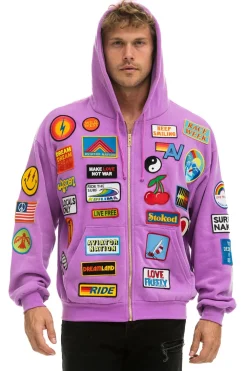 Hoodies | Hoodies | Aviator Nation VINTAGE PATCH ZIP HOODIE RELAXED - NEON PURPLE NEONPURPLE