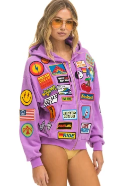 Hoodies | Hoodies | Aviator Nation VINTAGE PATCH ZIP HOODIE RELAXED - NEON PURPLE NEONPURPLE