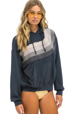 Hoodies | Hoodies | Aviator Nation WAVE STRIPE 4 PULLOVER HOODIE RELAXED - CHARCOAL // CHARCOAL CHARCOAL//CHARCOAL