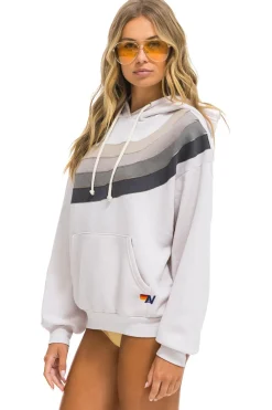 Hoodies | Hoodies | Aviator Nation WAVE STRIPE 4 PULLOVER HOODIE RELAXED - DOVE // CHARCOAL DOVE//CHARCOAL