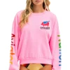 Sweatshirts | Collab Merchandise | Aviator Nation WINDY CITY SMOKEOUT 2024 CREW SWEATSHIRT RELAXED - NEON PINK NEONPINK
