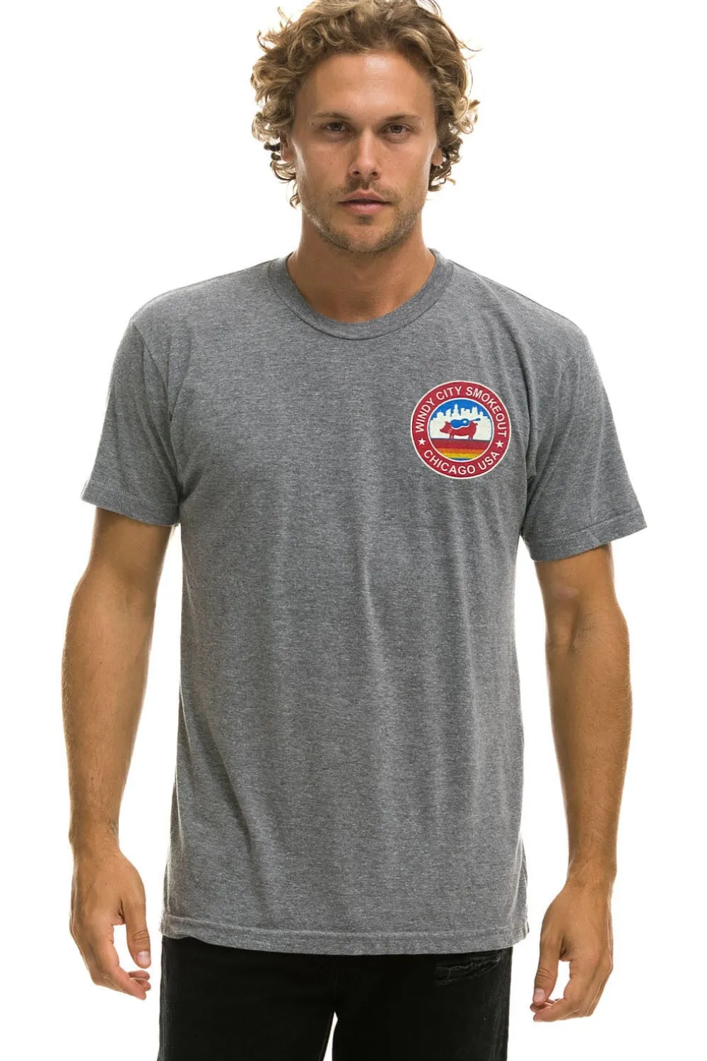 Tees | Collab Merchandise | Aviator Nation WINDY CITY SMOKEOUT 2023 TEE - HEATHER GREY HEATHERGREY