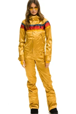 Powder Suits | Aviator Nation WOMEN'S 5 STRIPE SATIN POWDER SUIT - CHAMPAGNE