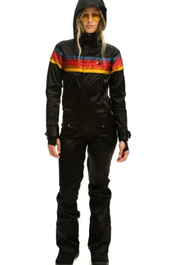 Powder Suits | Aviator Nation WOMEN'S 5 STRIPE SATIN POWDER SUIT - BLACK