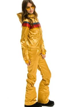 Powder Suits | Aviator Nation WOMEN'S 5 STRIPE SATIN POWDER SUIT - CHAMPAGNE