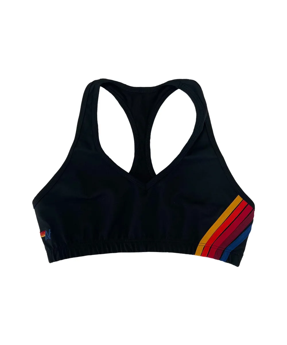 Activewear | Activewear | Aviator Nation WOMEN'S 5 STRIPE SPORTS BRA - BLACK