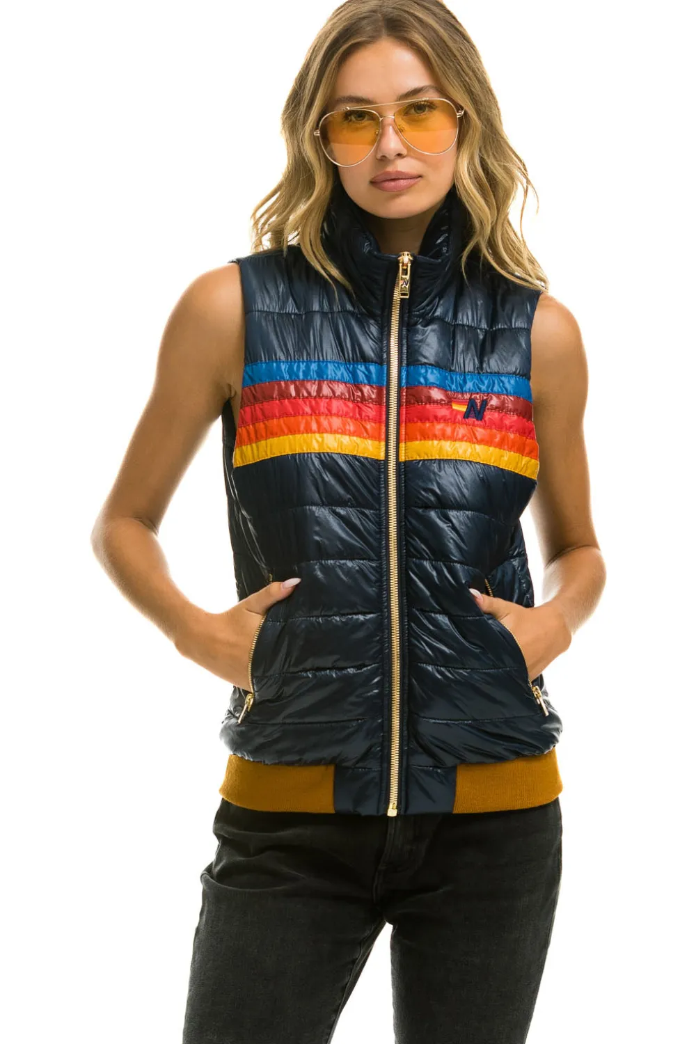 Vests | Aviator Nation WOMEN'S 5 STRIPE VEST - GLOSSY NAVY GLOSSYNAVY