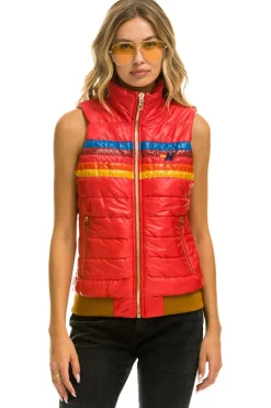 Vests | Aviator Nation WOMEN'S 5 STRIPE VEST - GLOSSY CHERRY GLOSSYCHERRY