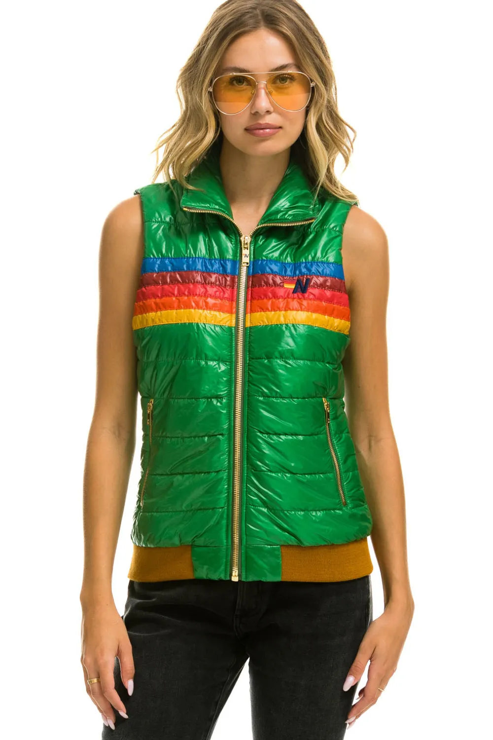 Vests | Aviator Nation WOMEN'S 5 STRIPE VEST - GLOSSY AMAZON GLOSSYAMAZON