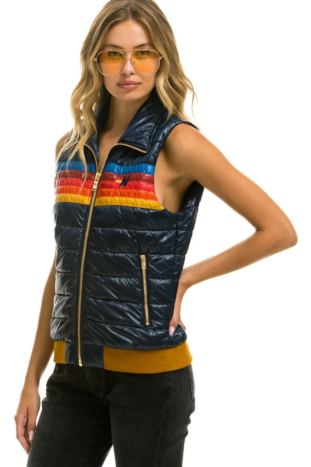 Vests | Aviator Nation WOMEN'S 5 STRIPE VEST - GLOSSY NAVY GLOSSYNAVY