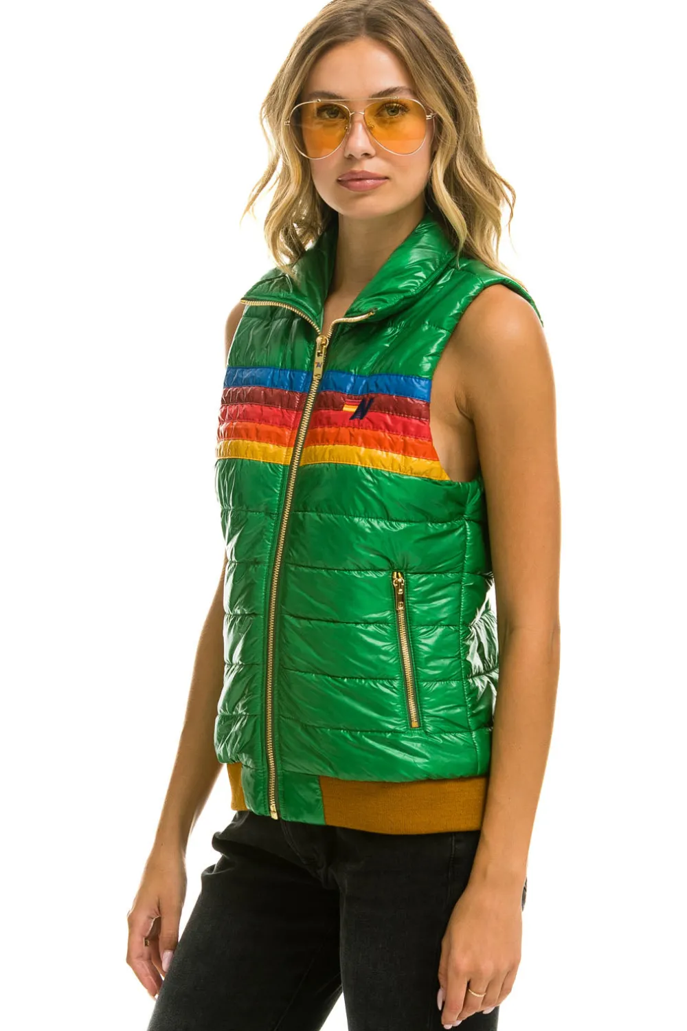 Vests | Aviator Nation WOMEN'S 5 STRIPE VEST - GLOSSY AMAZON GLOSSYAMAZON