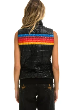 Vests | Aviator Nation WOMEN'S 5 STRIPE VEST - GLOSSY BLACK GLOSSYBLACK