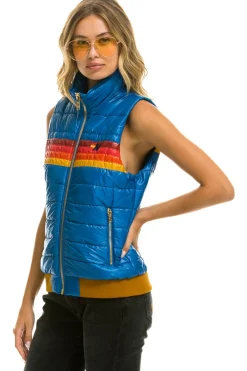 Vests | Aviator Nation WOMEN'S 5 STRIPE VEST - GLOSSY SNORKEL BLUE GLOSSYSNORKELBLUE