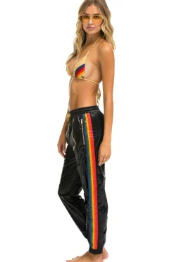 Sweatpants | Aviator Nation WOMEN'S 5 STRIPE WIND PANT- BLACK GLOSSY BLACKGLOSSYWomen'sSweatpantsAviatorNation