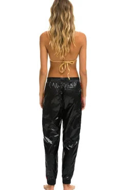 Sweatpants | Aviator Nation WOMEN'S 5 STRIPE WIND PANT- BLACK GLOSSY BLACKGLOSSYWomen'sSweatpantsAviatorNation