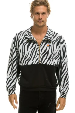 Sweatshirts | Aviator Nation FLEECE UNISEX HALF ZIP COLOR BLOCK JACKET - ZEBRA