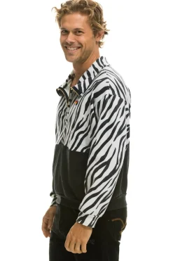 Sweatshirts | Aviator Nation FLEECE UNISEX HALF ZIP COLOR BLOCK JACKET - ZEBRA