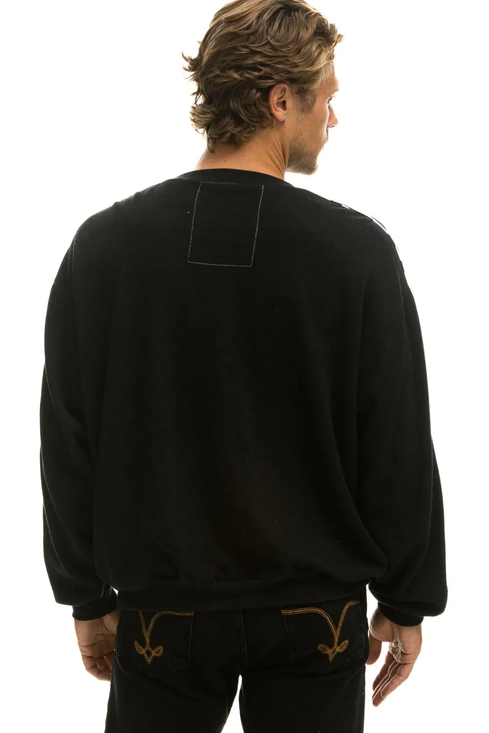 Sweatshirts | Sweatshirts | Aviator Nation ZEBRA STRIPE RELAXED FIT CREW SWEATSHIRT - BLACK // ZEBRA BLACK//ZEBRA