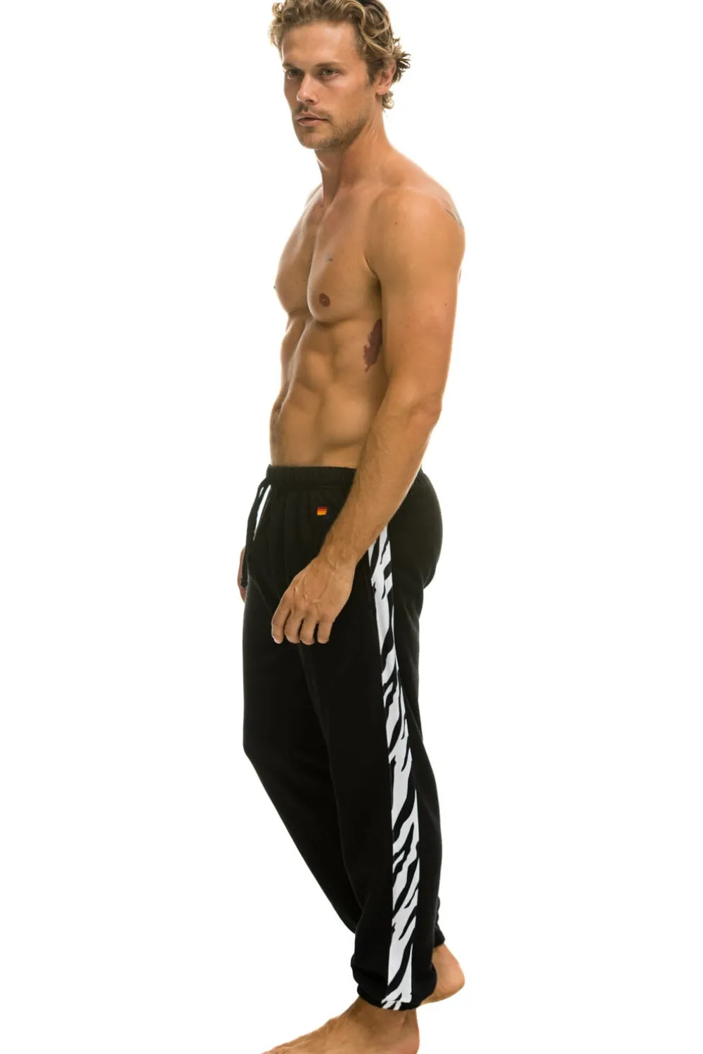 Sweatpants | Aviator Nation ZEBRA STRIPE SWEATPANTS - BLACK // ZEBRA BLACK//ZEBRA